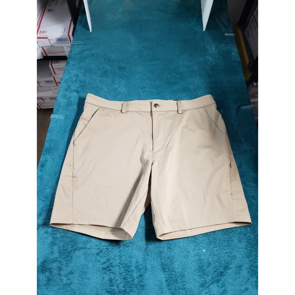 FLX Shorts Size 38 Mens Beige 8" Inseam Preppy Chino Khaki Urban Commuter NWT